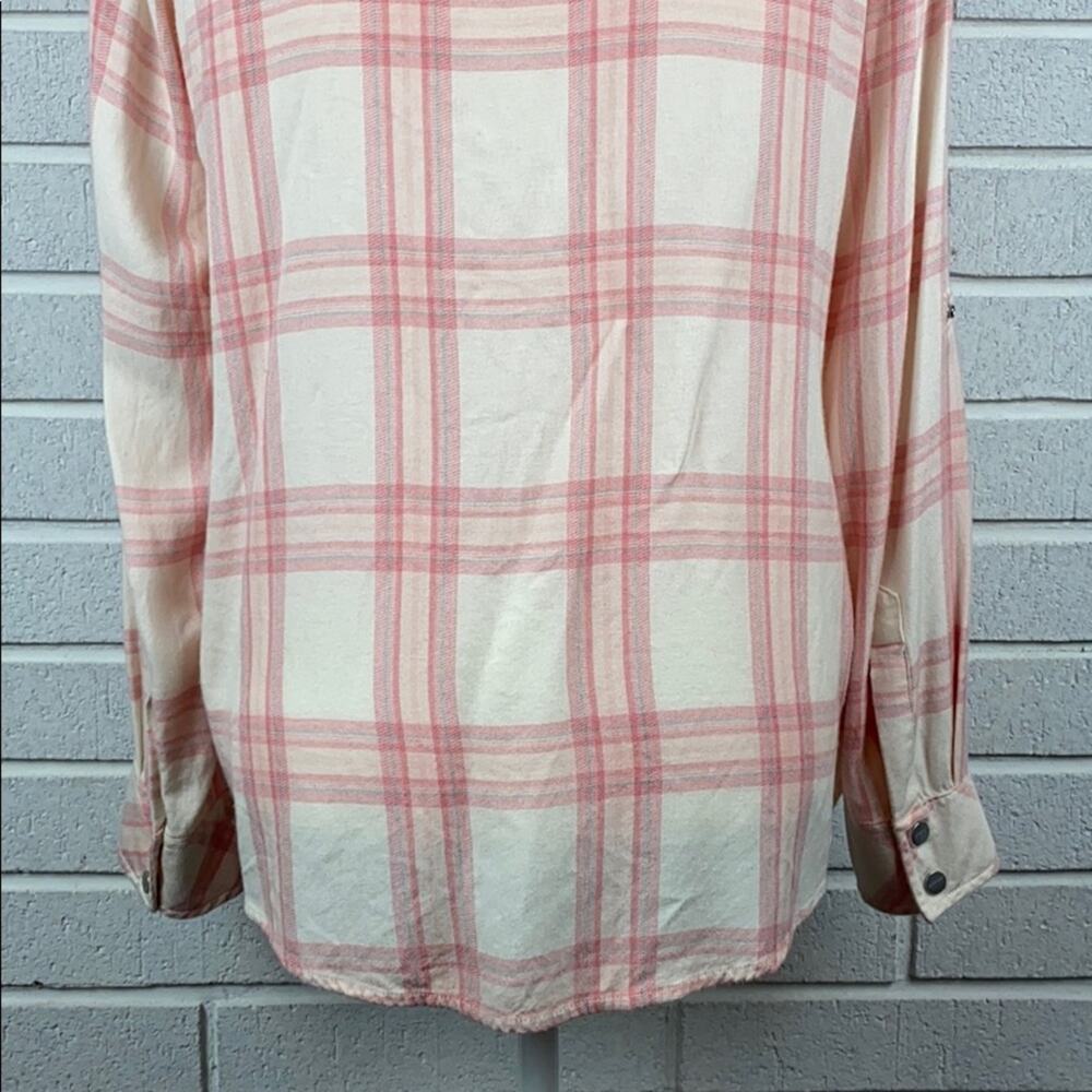 Sanctuary Women's Pink & White Plaid Long Sleeve Button Down Shirt Size Small - Picture 7 of 11